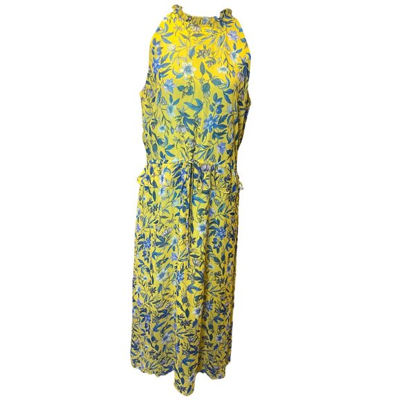 Sam Edelman Sheer Yellow Layered Floral Dress Size 10 - Picture 5 of 16